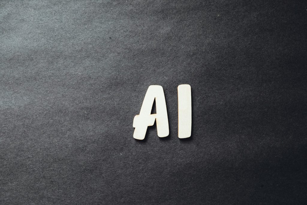 the word AI spelled in white letters